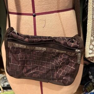 LeSportSac small crossbody brown animal print purse